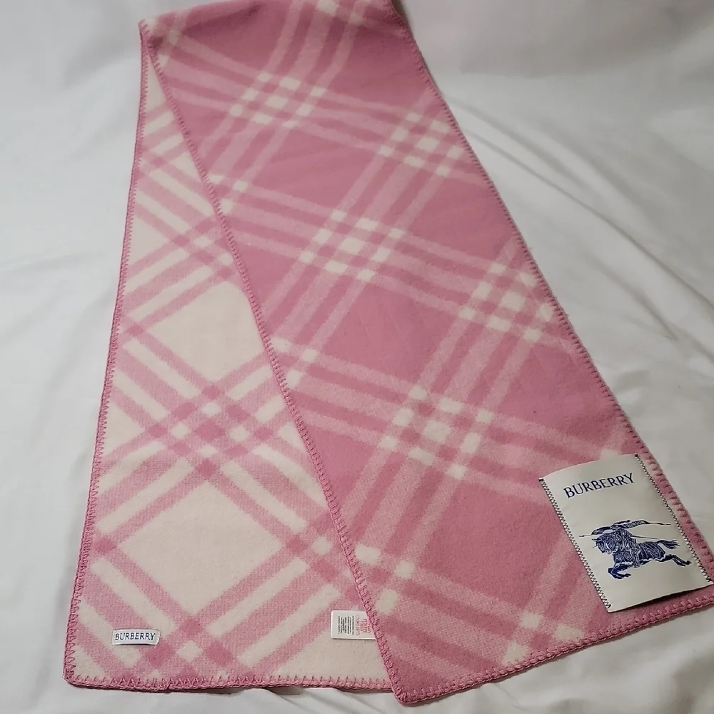 Burberry Pink and Cream Checkered Scarf